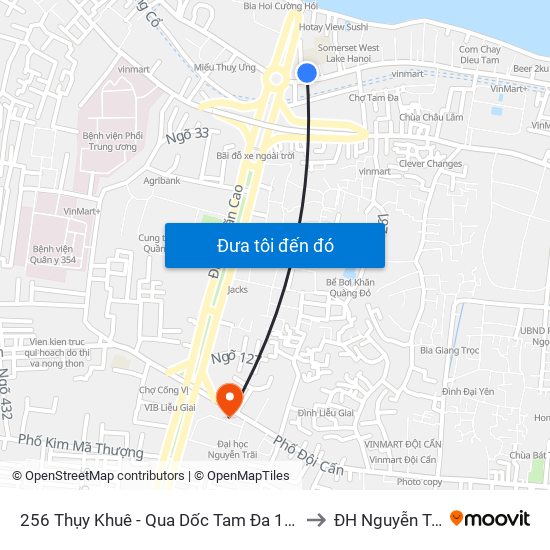 256 Thụy Khuê - Qua Dốc Tam Đa 100m to ĐH Nguyễn Trãi map