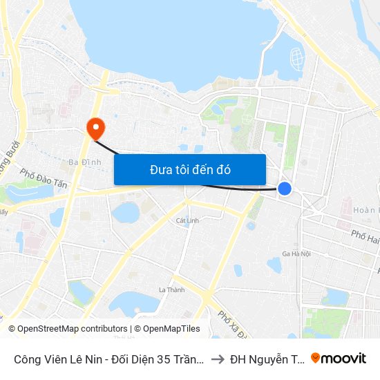 Công Viên Lê Nin - Đối Diện 35 Trần Phú to ĐH Nguyễn Trãi map