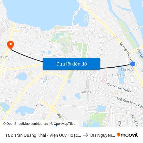 162 Trần Quang Khải - Viện Quy Hoạch Thủy Lợi to ĐH Nguyễn Trãi map