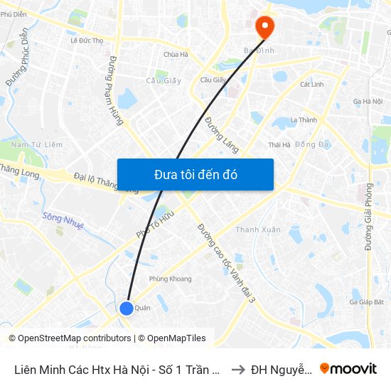 Liên Minh Các Htx Hà Nội - Số 1 Trần Phú (Hà Đông) to ĐH Nguyễn Trãi map