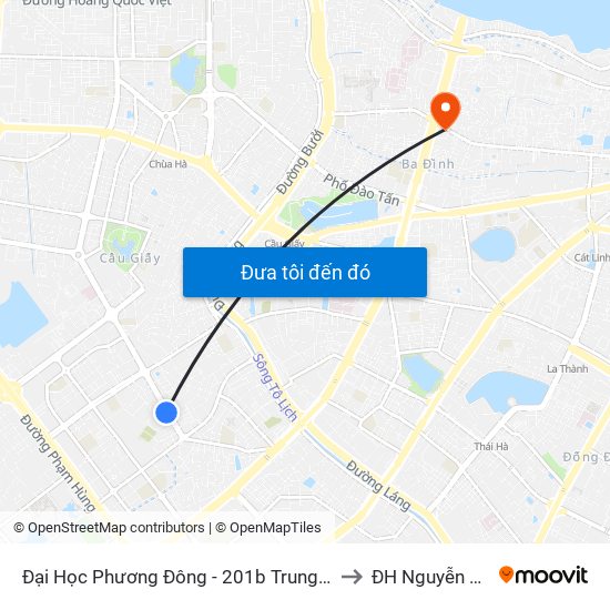 Đại Học Phương Đông - 201b Trung Kinh to ĐH Nguyễn Trãi map