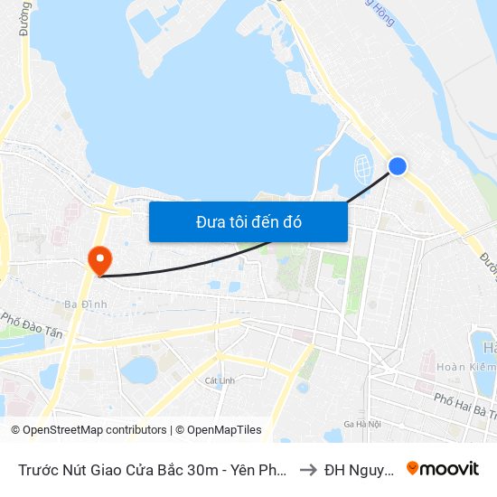 Trước Nút Giao Cửa Bắc 30m - Yên Phụ (Đường Xe Buýt) to ĐH Nguyễn Trãi map