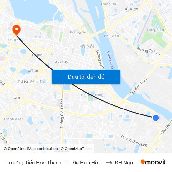 Trường Tiểu Học Thanh Trì - Đê Hữu Hồng (Điếm Canh Đê Số 20) to ĐH Nguyễn Trãi map