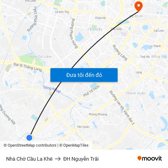 Nhà Chờ Cầu La Khê to ĐH Nguyễn Trãi map