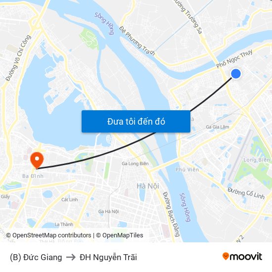 (B) Đức Giang to ĐH Nguyễn Trãi map
