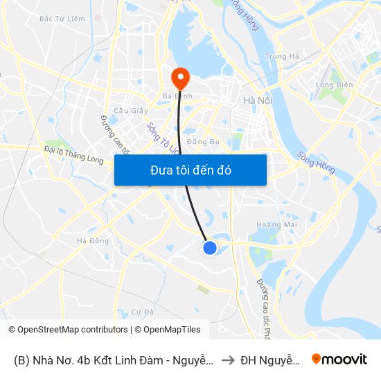 (B) Nhà Nơ. 4b Kđt Linh Đàm - Nguyễn Duy Trinh to ĐH Nguyễn Trãi map