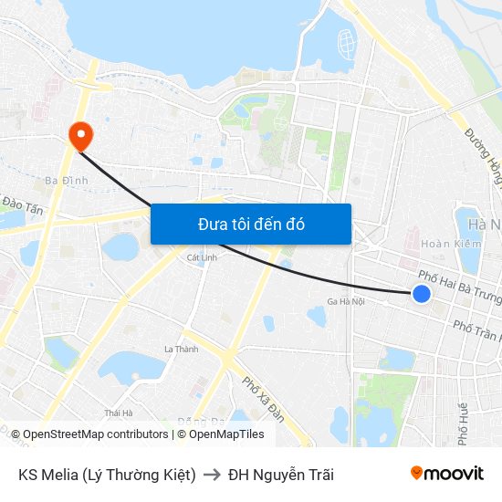 KS Melia (Lý Thường Kiệt) to ĐH Nguyễn Trãi map
