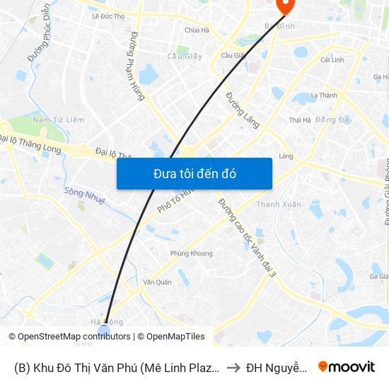 (B) Khu Đô Thị Văn Phú (Mê Linh Plaza Hà Đông) to ĐH Nguyễn Trãi map