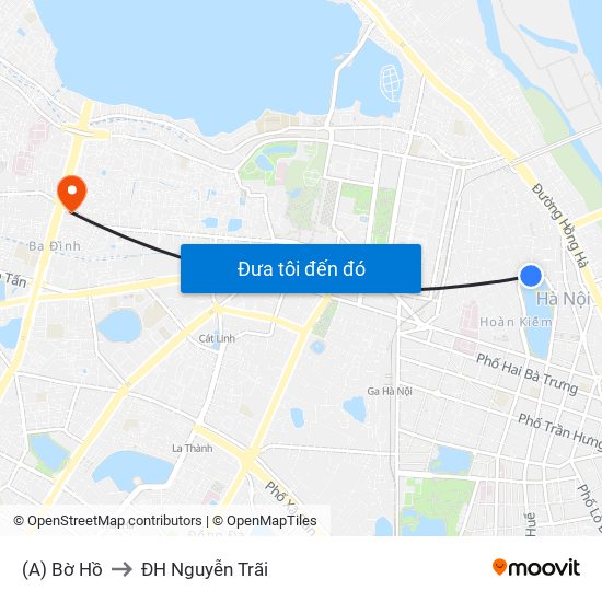 (A) Bờ Hồ to ĐH Nguyễn Trãi map