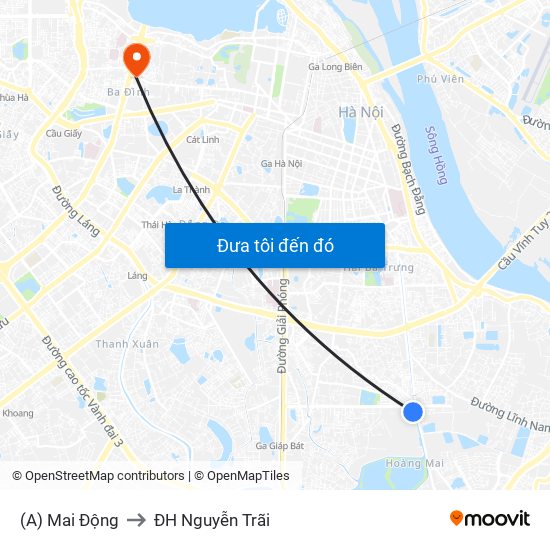 (A) Mai Động to ĐH Nguyễn Trãi map