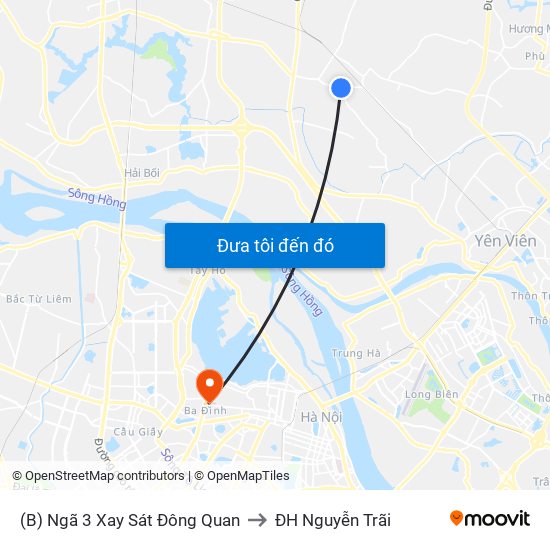 (B) Ngã 3 Xay Sát Đông Quan to ĐH Nguyễn Trãi map