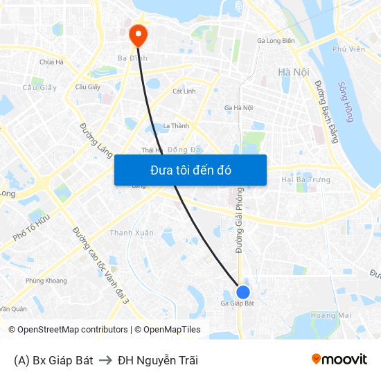 (A) Bx Giáp Bát to ĐH Nguyễn Trãi map