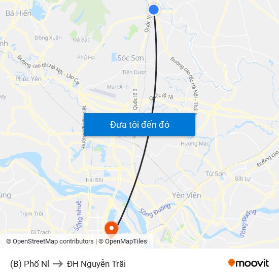 (B) Phố Nỉ to ĐH Nguyễn Trãi map