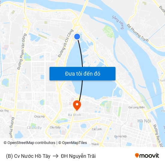 (B) Cv Nước Hồ Tây to ĐH Nguyễn Trãi map