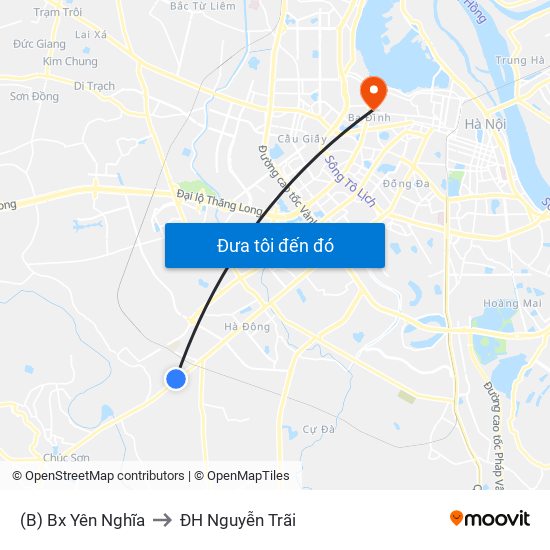 (B) Bx Yên Nghĩa to ĐH Nguyễn Trãi map