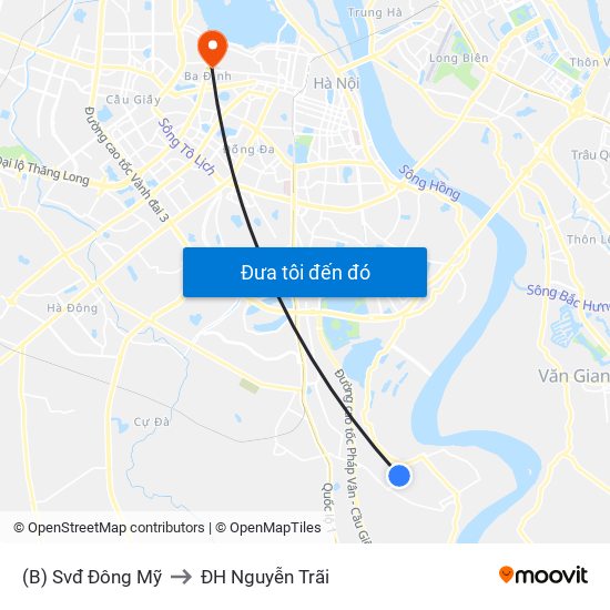 (B) Svđ Đông Mỹ to ĐH Nguyễn Trãi map