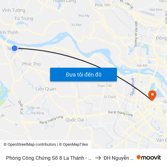 Phòng Công Chứng Số 8 La Thành - Sơn Tây to ĐH Nguyễn Trãi map