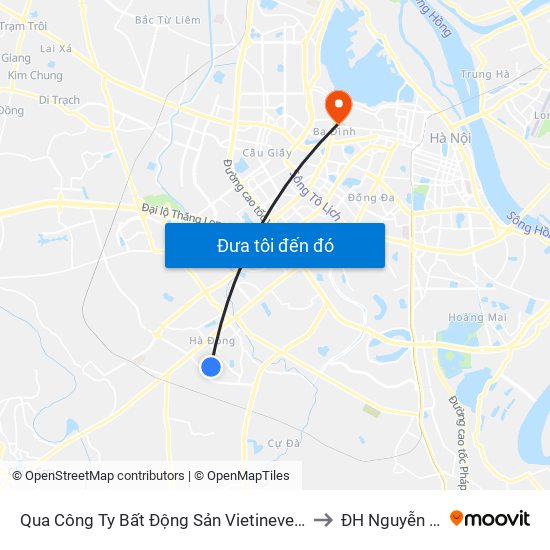Qua Công Ty Bất Động Sản Vietinevest 40m to ĐH Nguyễn Trãi map