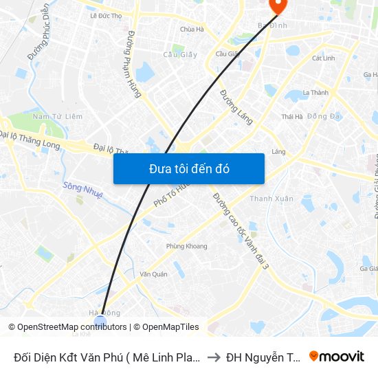 Đối Diện Kđt Văn Phú ( Mê Linh Plaza) to ĐH Nguyễn Trãi map