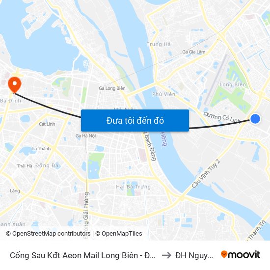 Cổng Sau Kđt Aeon Mail Long Biên - Đường Nội Bộ Kđt to ĐH Nguyễn Trãi map