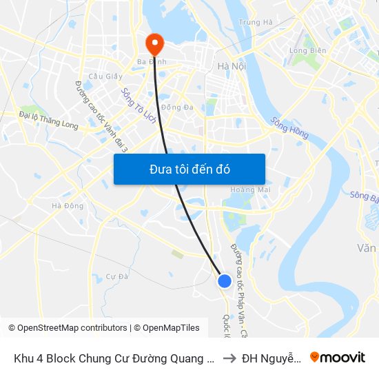 Khu 4 Block Chung Cư Đường Quang Lai (Chiều Đi) to ĐH Nguyễn Trãi map