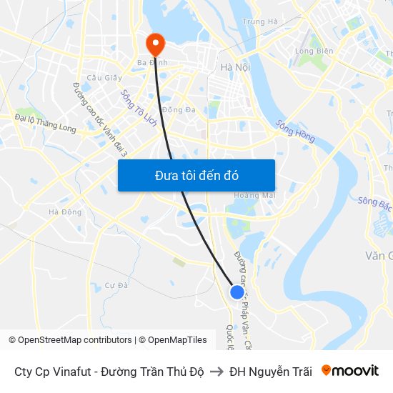 Cty Cp Vinafut - Đường Trần Thủ Độ to ĐH Nguyễn Trãi map