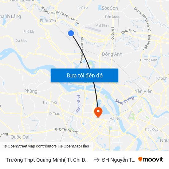 Trường Thpt Quang Minh( Tt Chi Đông) to ĐH Nguyễn Trãi map