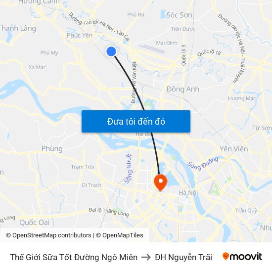 Thế Giới Sữa Tốt Đường Ngô Miên to ĐH Nguyễn Trãi map