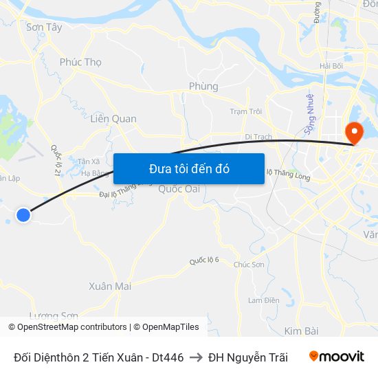Đối Diệnthôn 2 Tiến Xuân - Dt446 to ĐH Nguyễn Trãi map