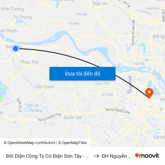 Đối Diện Công Ty Cơ Điện Sơn Tây - Cổng Ô to ĐH Nguyễn Trãi map