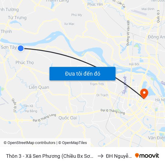 Thôn 3 - Xã Sen Phương  (Chiều Bx Sơn Tây - Phùng) to ĐH Nguyễn Trãi map