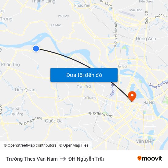 Trường Thcs Vân Nam to ĐH Nguyễn Trãi map