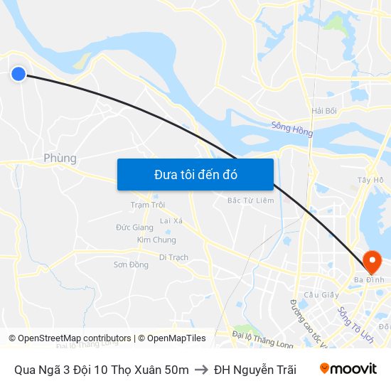 Qua Ngã 3 Đội 10 Thọ Xuân 50m to ĐH Nguyễn Trãi map