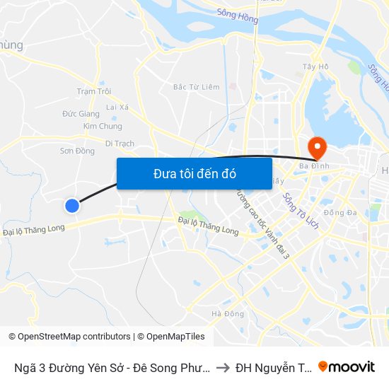 Ngã 3 Đường Yên Sở - Đê Song Phương to ĐH Nguyễn Trãi map