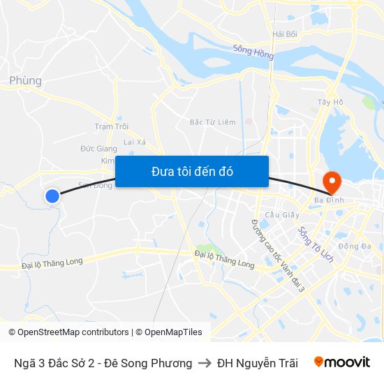 Ngã 3 Đắc Sở 2 - Đê Song Phương to ĐH Nguyễn Trãi map