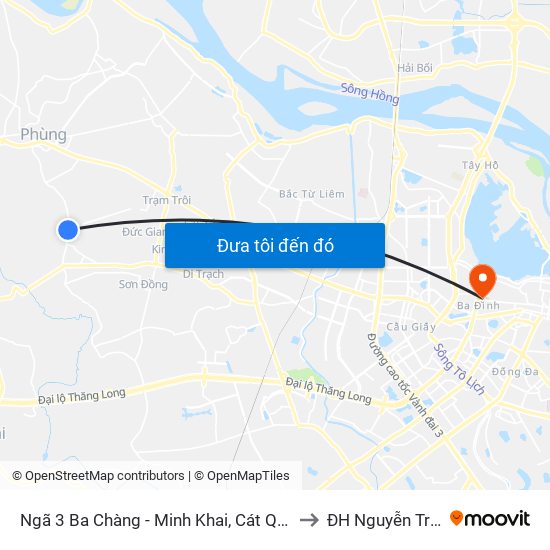 Ngã 3 Ba Chàng - Minh Khai, Cát Quế to ĐH Nguyễn Trãi map