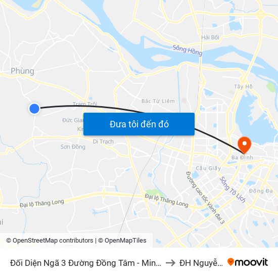 Đối Diện Ngã 3 Đường Đồng Tâm - Minh Khai, Cát Quế to ĐH Nguyễn Trãi map