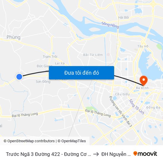 Trước Ngã 3 Đường 422 - Đường Cơ Đê 20m to ĐH Nguyễn Trãi map