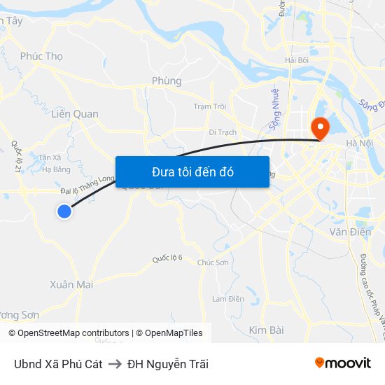 Ubnd Xã Phú Cát to ĐH Nguyễn Trãi map