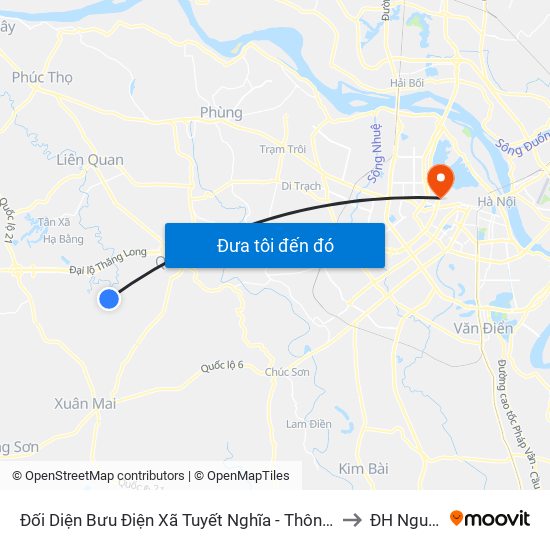 Đối Diện Bưu Điện Xã Tuyết Nghĩa - Thôn Đồng Sơn - Xã Tuyết Nghĩa to ĐH Nguyễn Trãi map