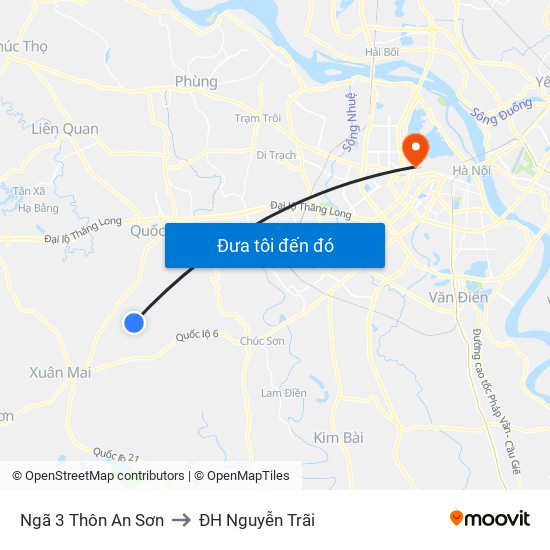 Ngã 3 Thôn An Sơn to ĐH Nguyễn Trãi map