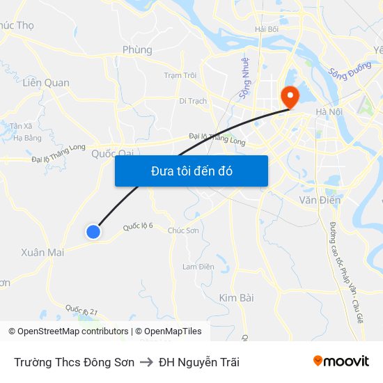 Trường Thcs Đông Sơn to ĐH Nguyễn Trãi map