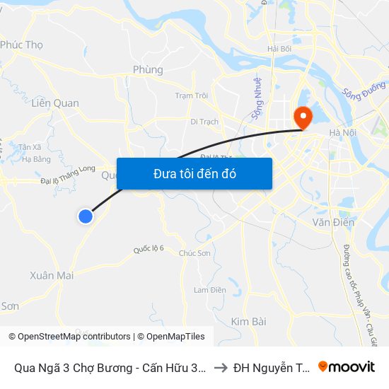 Qua  Ngã 3 Chợ Bương - Cấn Hữu 30m to ĐH Nguyễn Trãi map