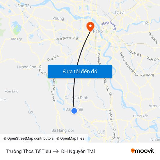 Trường Thcs Tế Tiêu to ĐH Nguyễn Trãi map