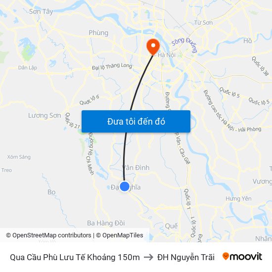 Qua Cầu Phù Lưu Tế Khoảng 150m to ĐH Nguyễn Trãi map
