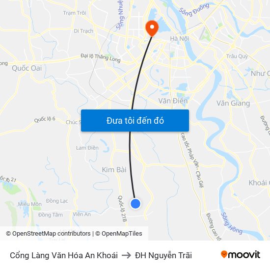 Cổng Làng Văn Hóa An Khoái to ĐH Nguyễn Trãi map