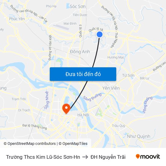 Trường Thcs Kim Lũ-Sóc Sơn-Hn to ĐH Nguyễn Trãi map