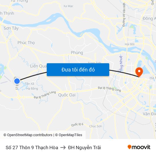Số 27 Thôn 9 Thạch Hòa to ĐH Nguyễn Trãi map