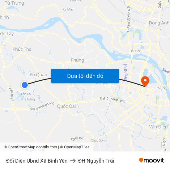 Đối Diện Ubnd Xã Bình Yên to ĐH Nguyễn Trãi map