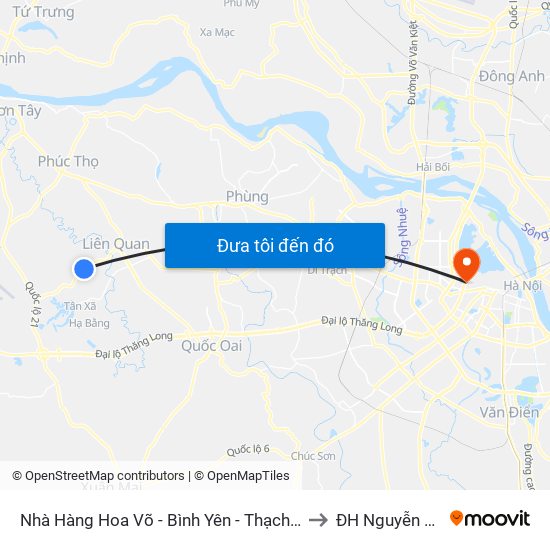 Nhà Hàng Hoa Võ - Bình Yên - Thạch Thất to ĐH Nguyễn Trãi map